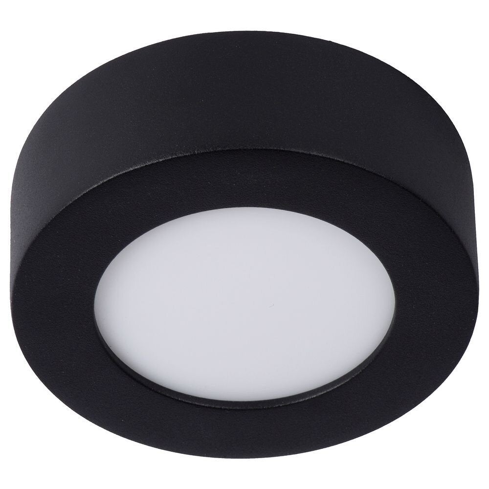 Brice LED plafondlamp in zwart, 8W, 3000K, 471lm, IP44, 117mm rond