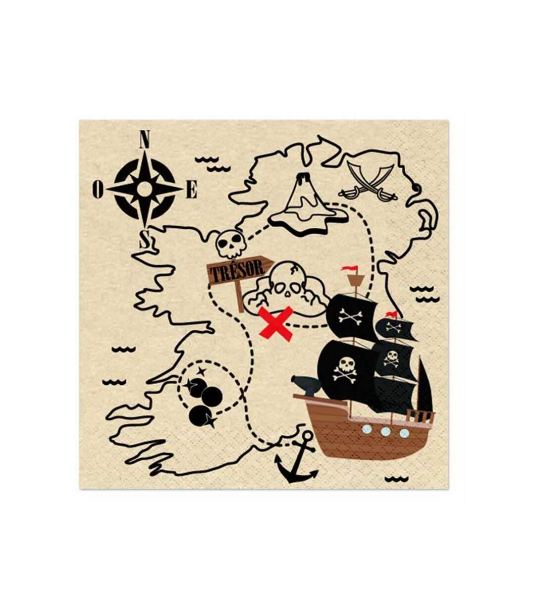 Paris Prix - Lot De 20 Serviettes En Papier pirates 33x33cm Naturel