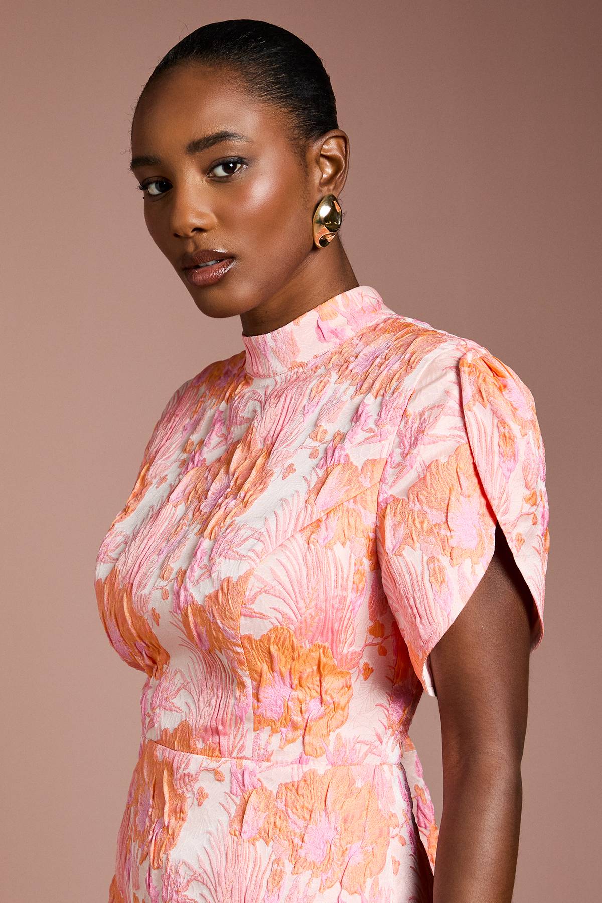 Coast Robe Mini Jacquard à Manches Bouffantes