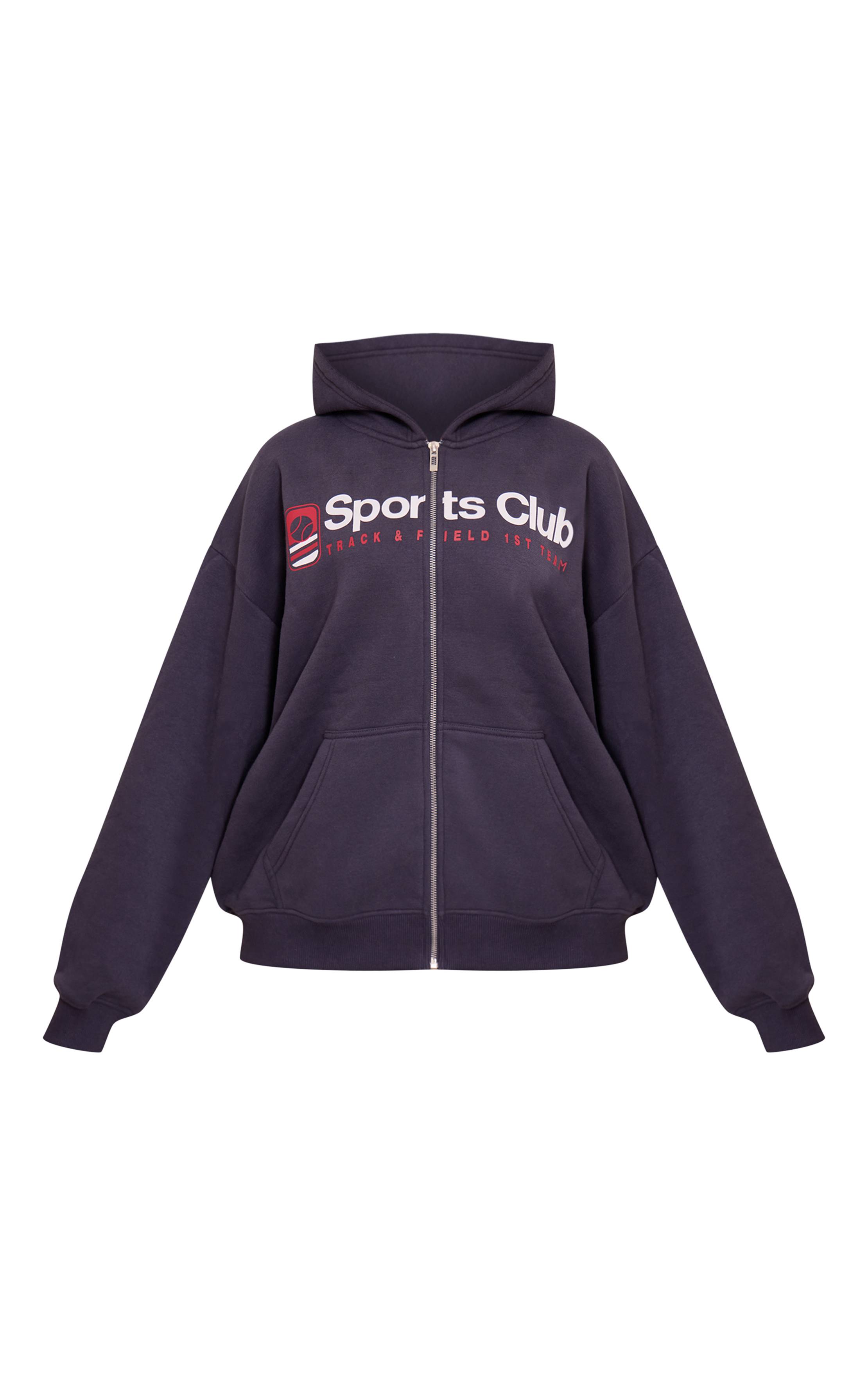 Bleu Marine Veste Zippée Imprimée Sports Club Petite