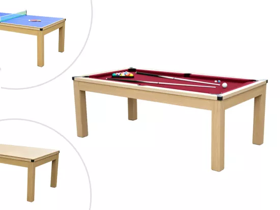 Table transformable - Billard & Ping-pong BALTHAZAR - 213*112*81.5cm - Rouge