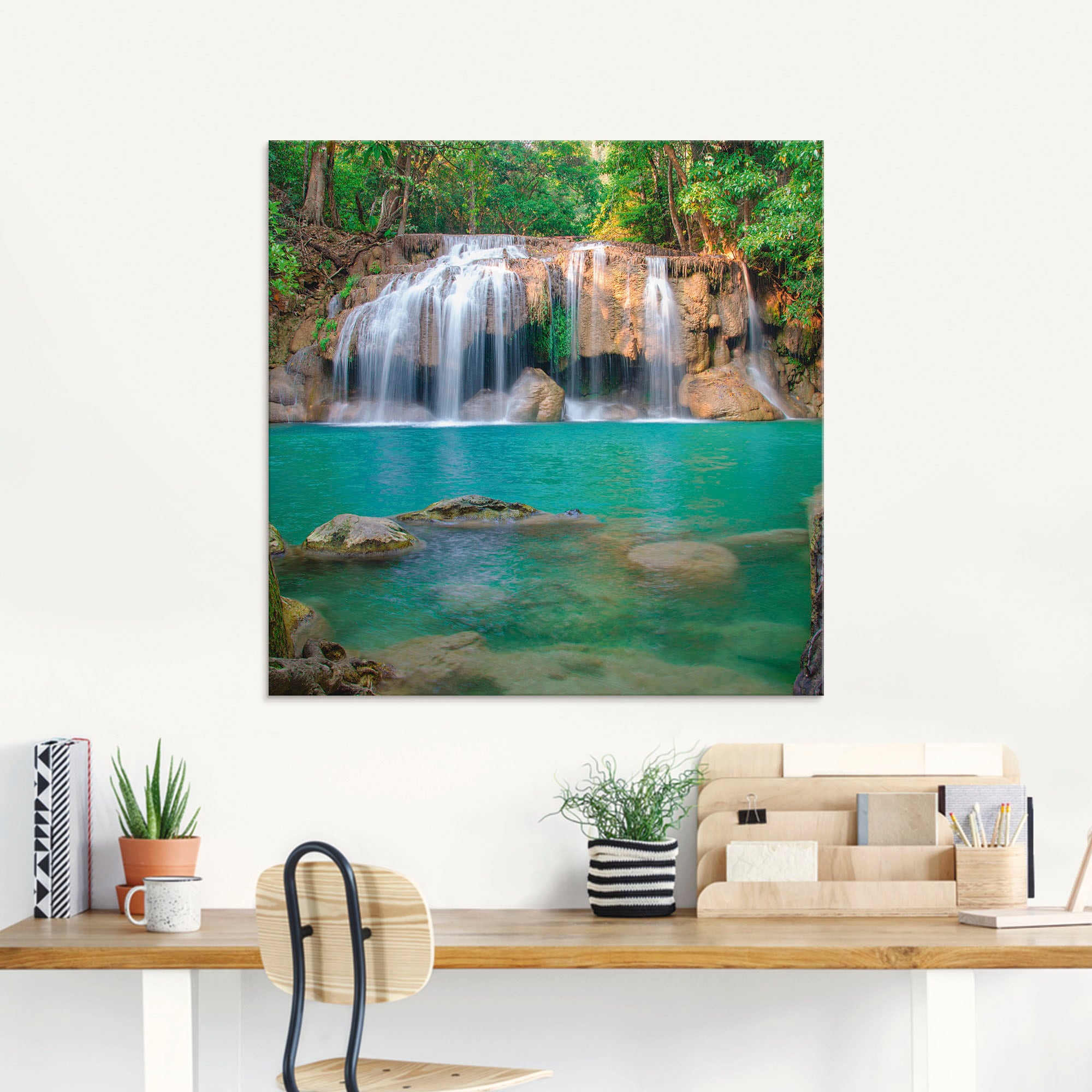 Artland Glasbild »Wasserfall im Wald National Park« Gewässer 1 Stk. tlg. in verschiedenen Grössen