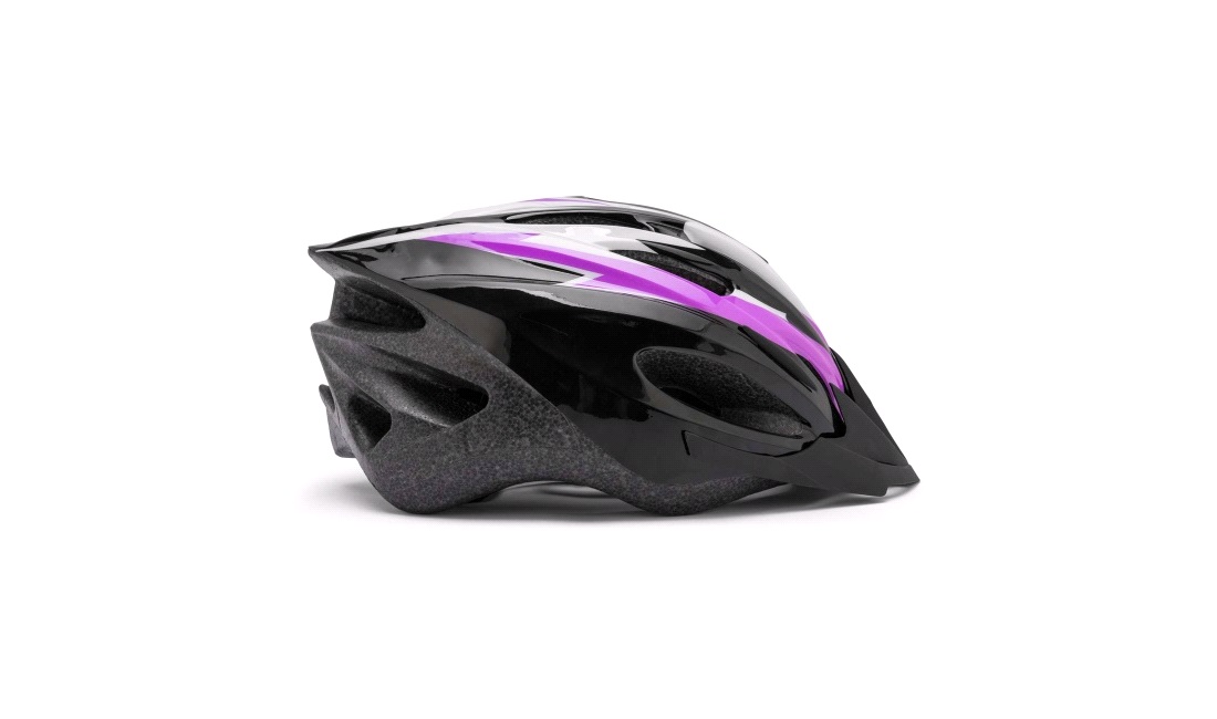 Cykelhjelm sort/lilla/hvid junior 52-55