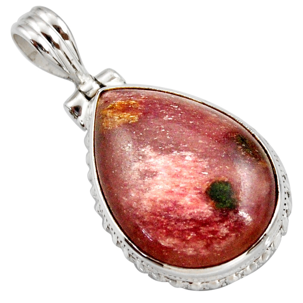 Pendentif en argent goutte en muscovite brune + chaine 2,5cm gxi276