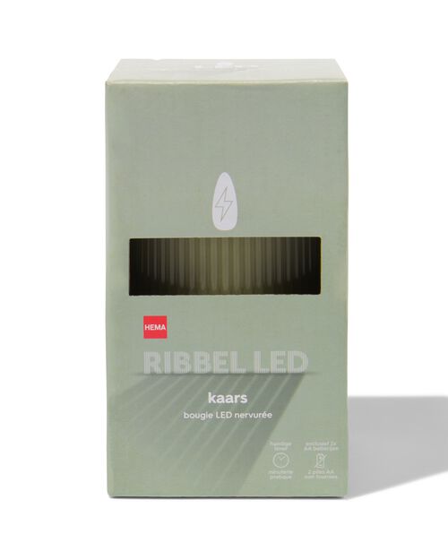 bougie nervurée LED avec cire Ø7.5x12.5 vert clair