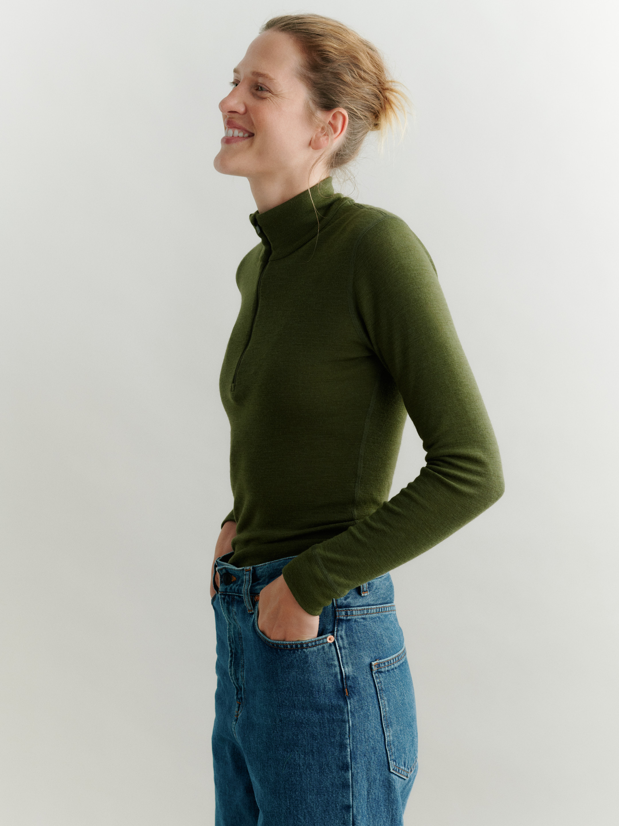 Shirt met ritssluiting van merinowol voor dames