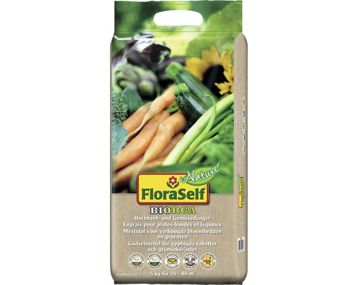 FloraSelf Nature BIORGA 4 kg organische meststof voor verhoogde bedden en groenten (veganistisch)