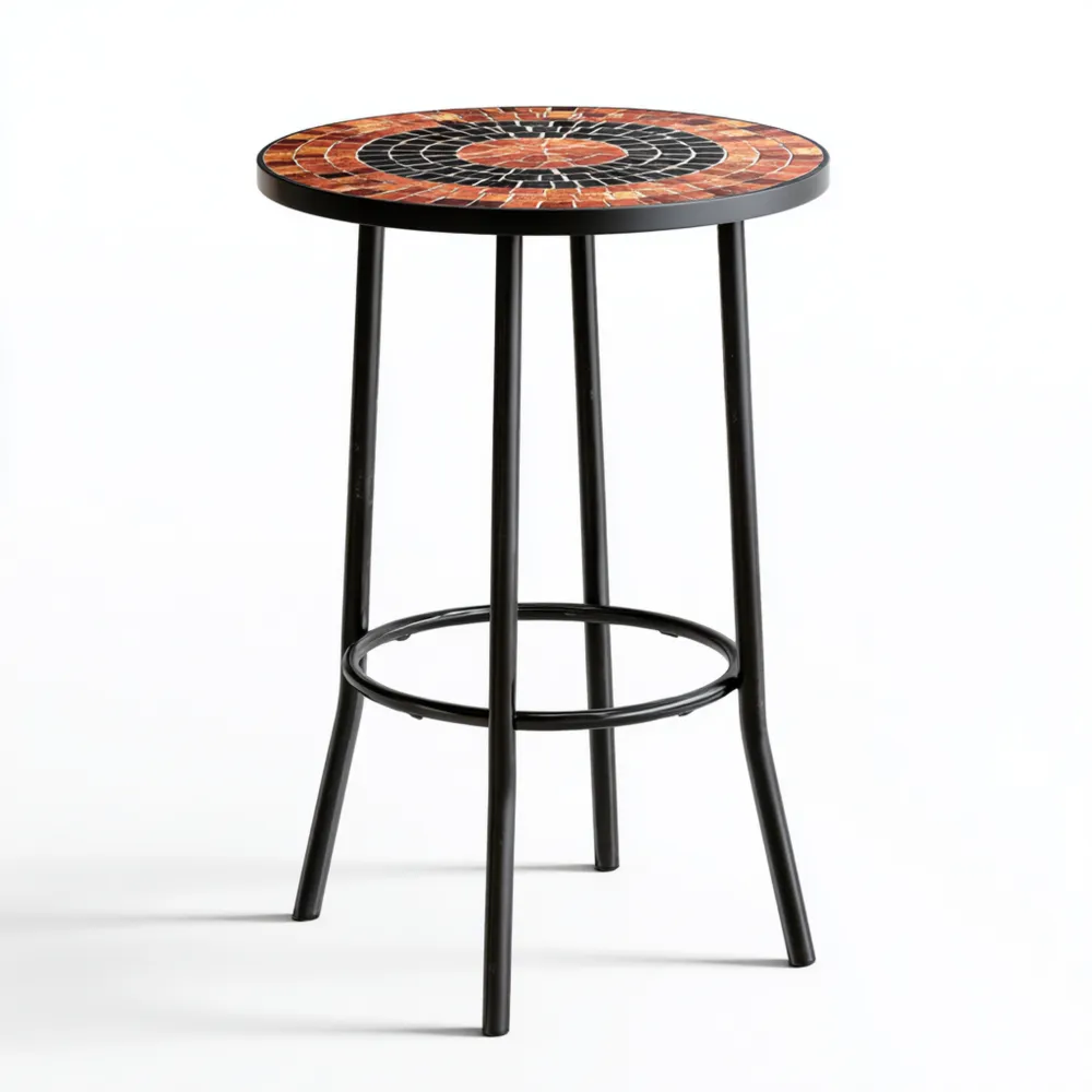 Bartisch mit Mosaikplatte 60x60x100 cm – Mehrfarbig/Schwarz