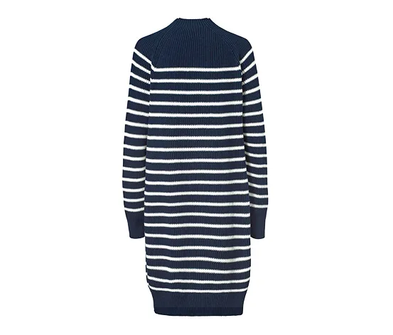 Gestreiftes Strickkleid mit Knopfdetail