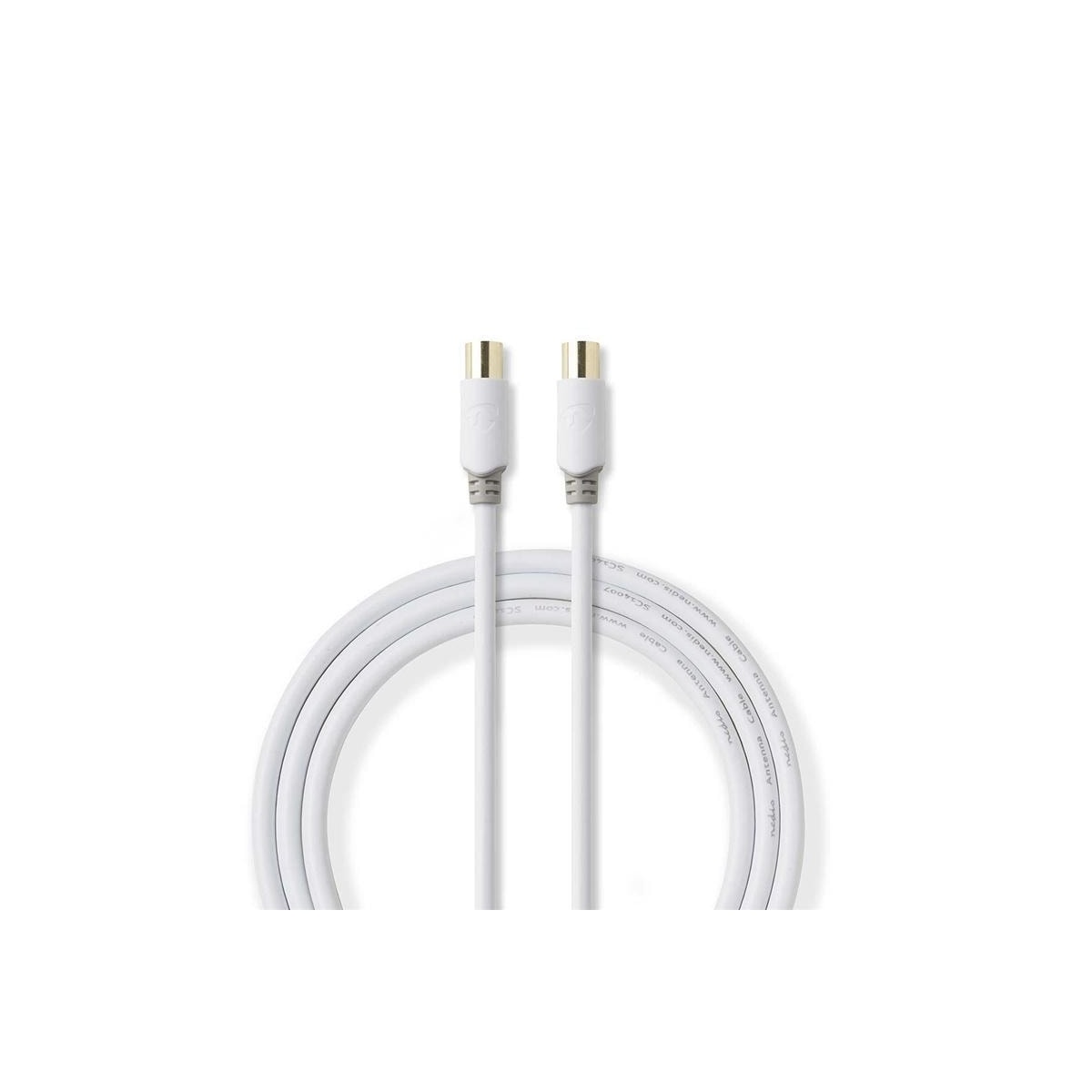 Nedis Coax Cable | IEC (Coax) Han | IEC (Coax) Hun | Gull belagt | 100 dB | 75 Ohm | Dobbelt skjermet | 2.00 m | Rund | PVC | Hvit | Boks