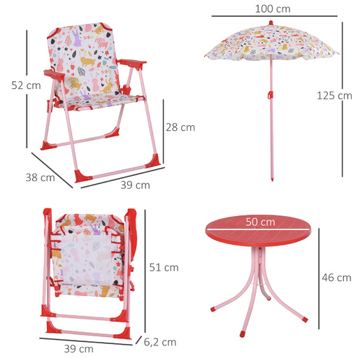 Conjunto de móveis de camping Outsunny 312-025rd para crianças