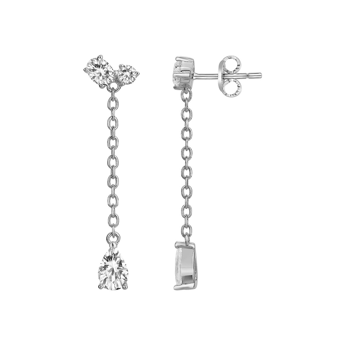 Boucles d'oreilles pendantes en Argent avec oxyde de zirconium blanc