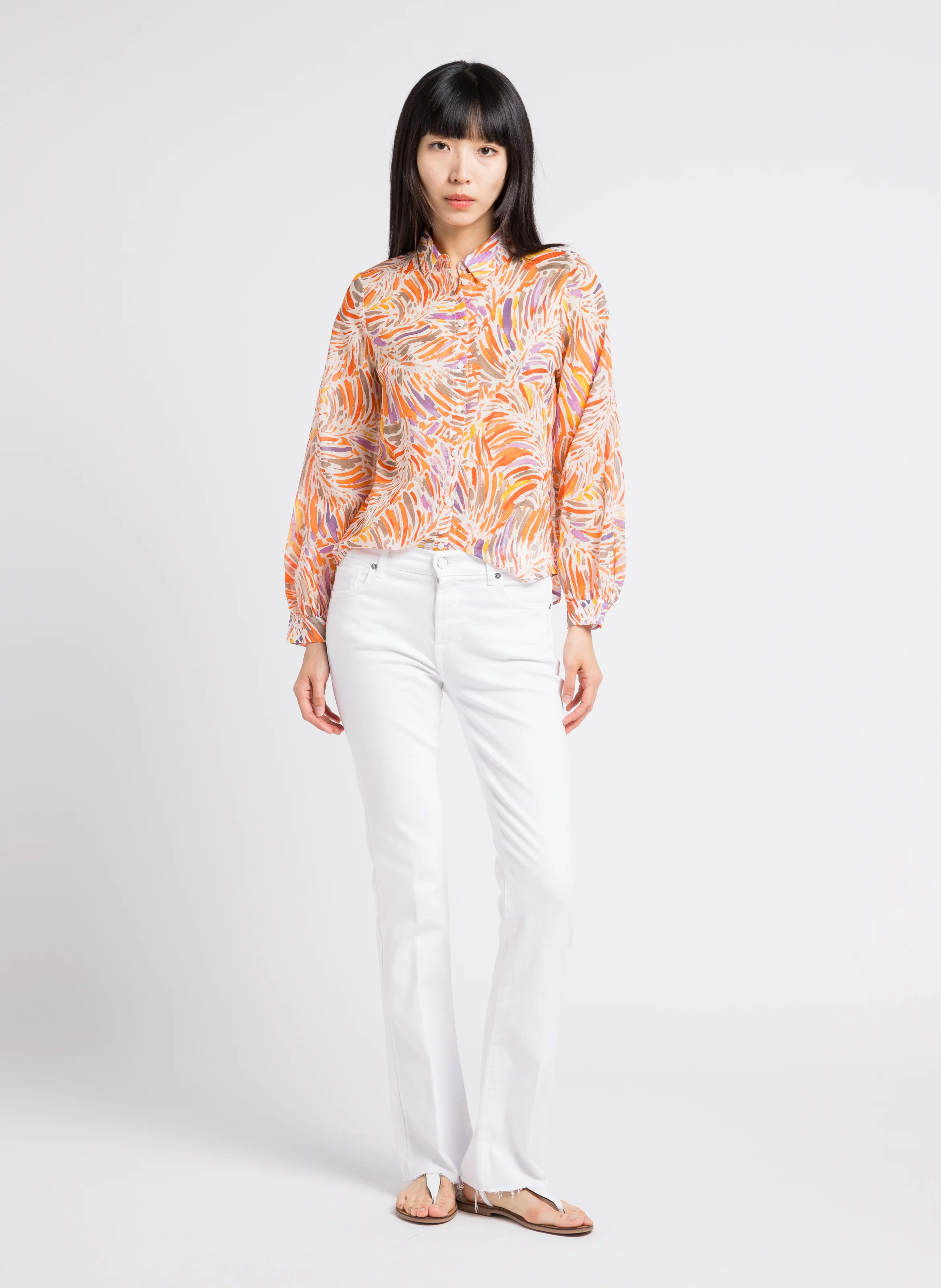 HARVIL - Sandales plates en cuir | Blanc
