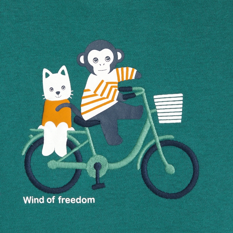 Sweat col croisé animaux bleu bébé garçon
