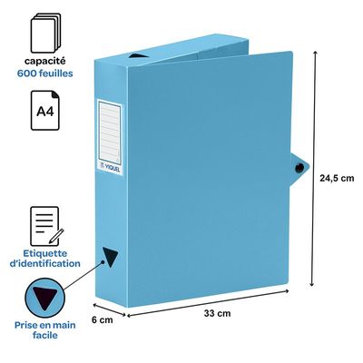 Viquel - Boîte de classement plastique - dos 60 mm - disponible dans différentes couleurs pastels