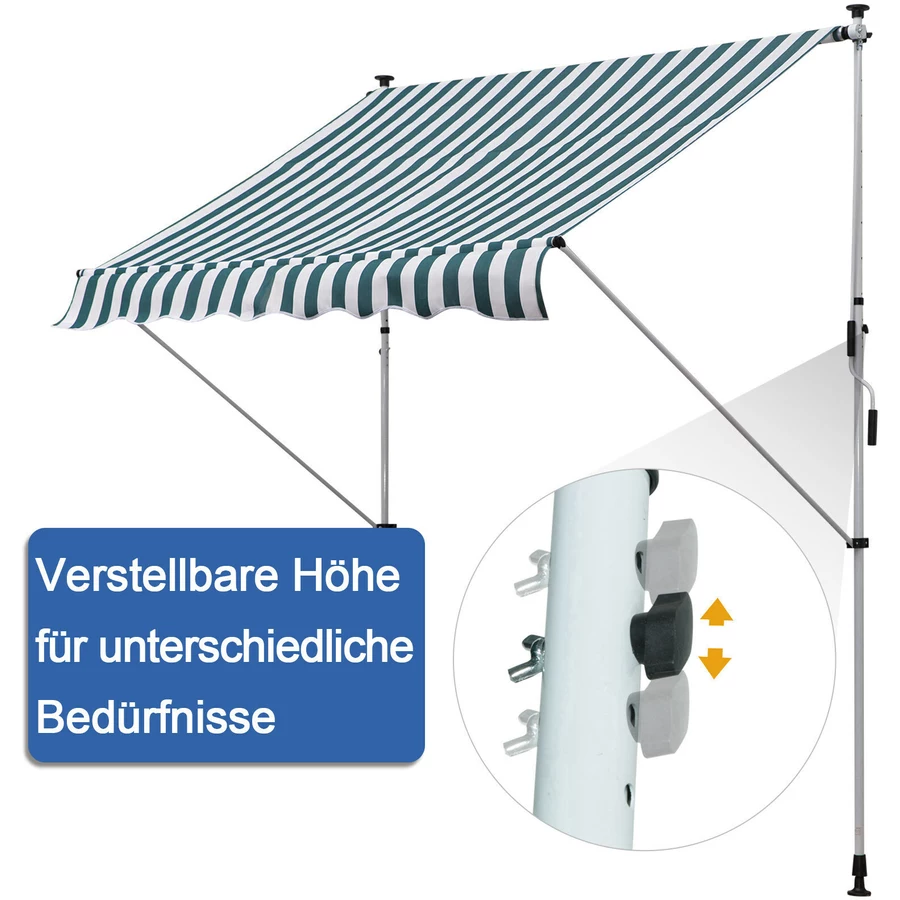 Outsunny Klemmmarkise mit Handkurbel grün
