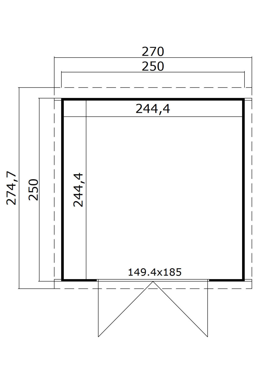 Gartenhaus ZAMBEZI 4 - lichtgrau - Fichte massiv - 250x250 cm