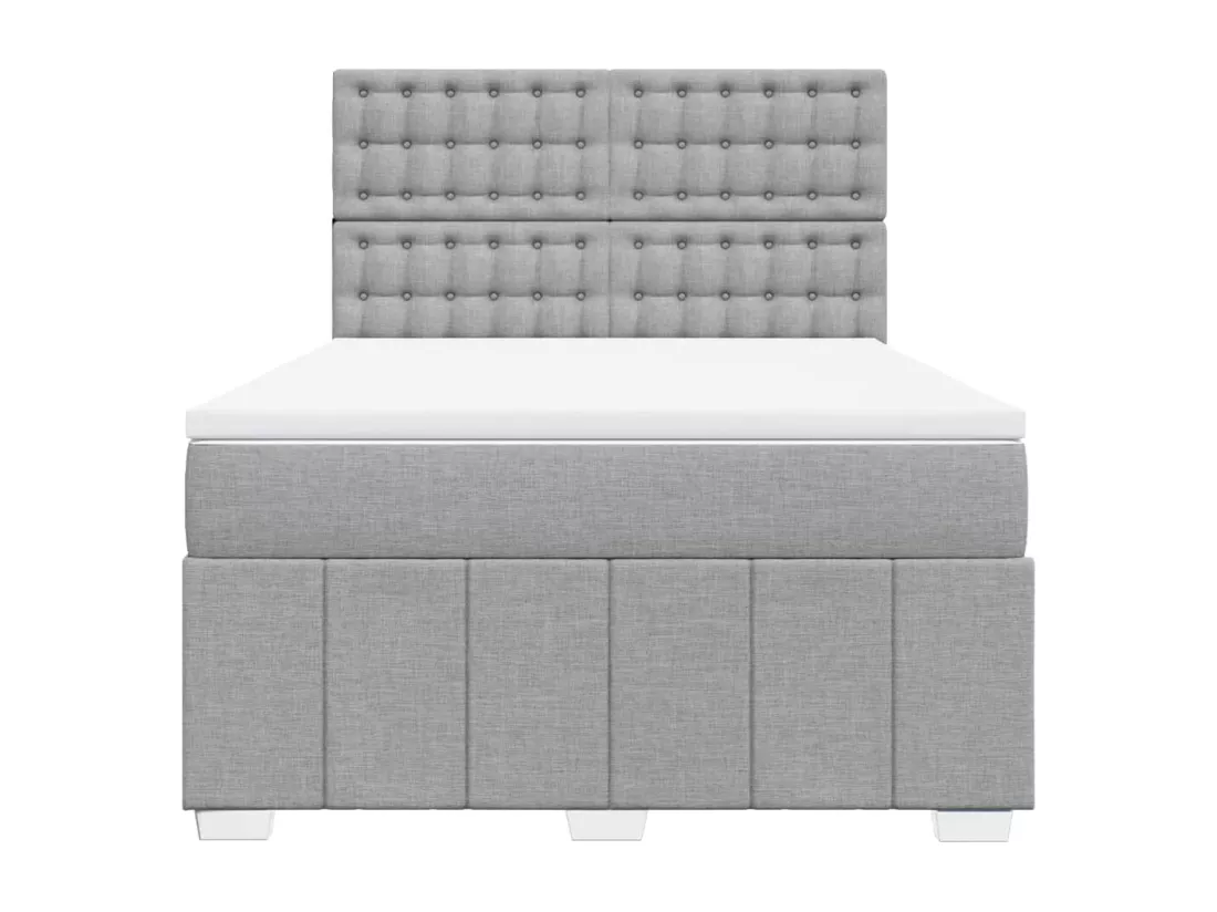 Sommier à lattes de lit avec matelas Gris clair 160x200cm Tissu