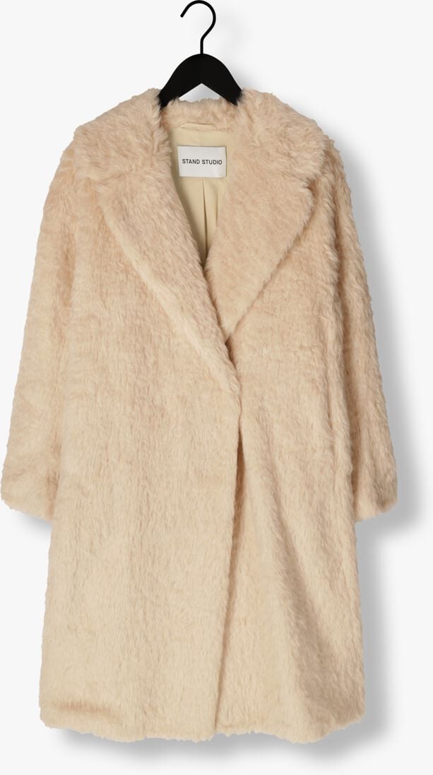creme stand studio faux fur jas nicole coat
