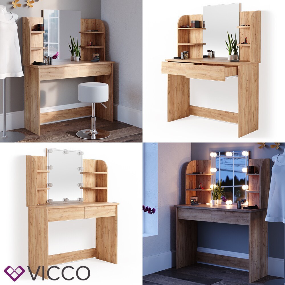 VICCO Schminktisch CHARLOTTE Frisiertisch Frisierkommode Kosmetiktisch Eiche