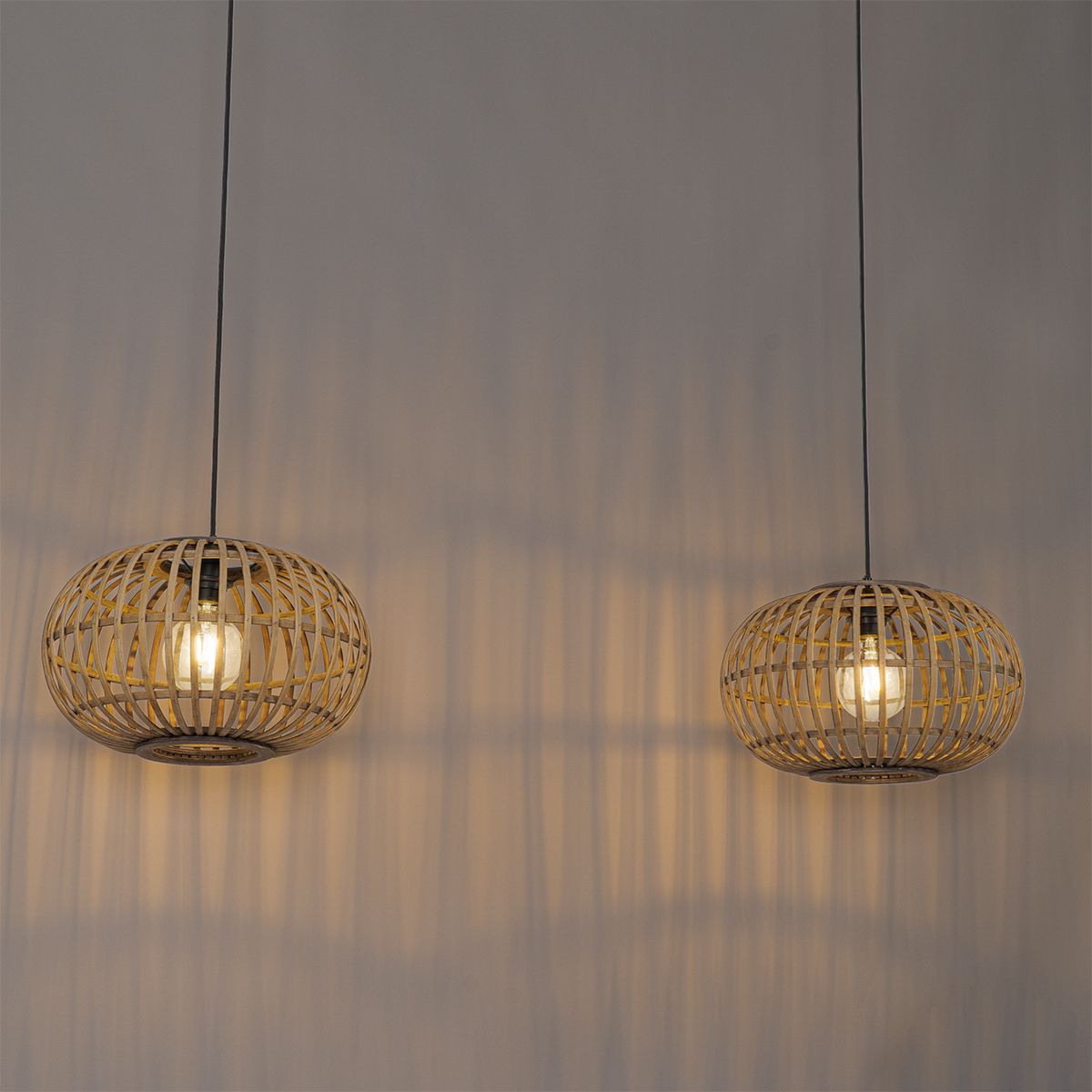 Oosterse hanglamp bamboe 2-lichts - Amira