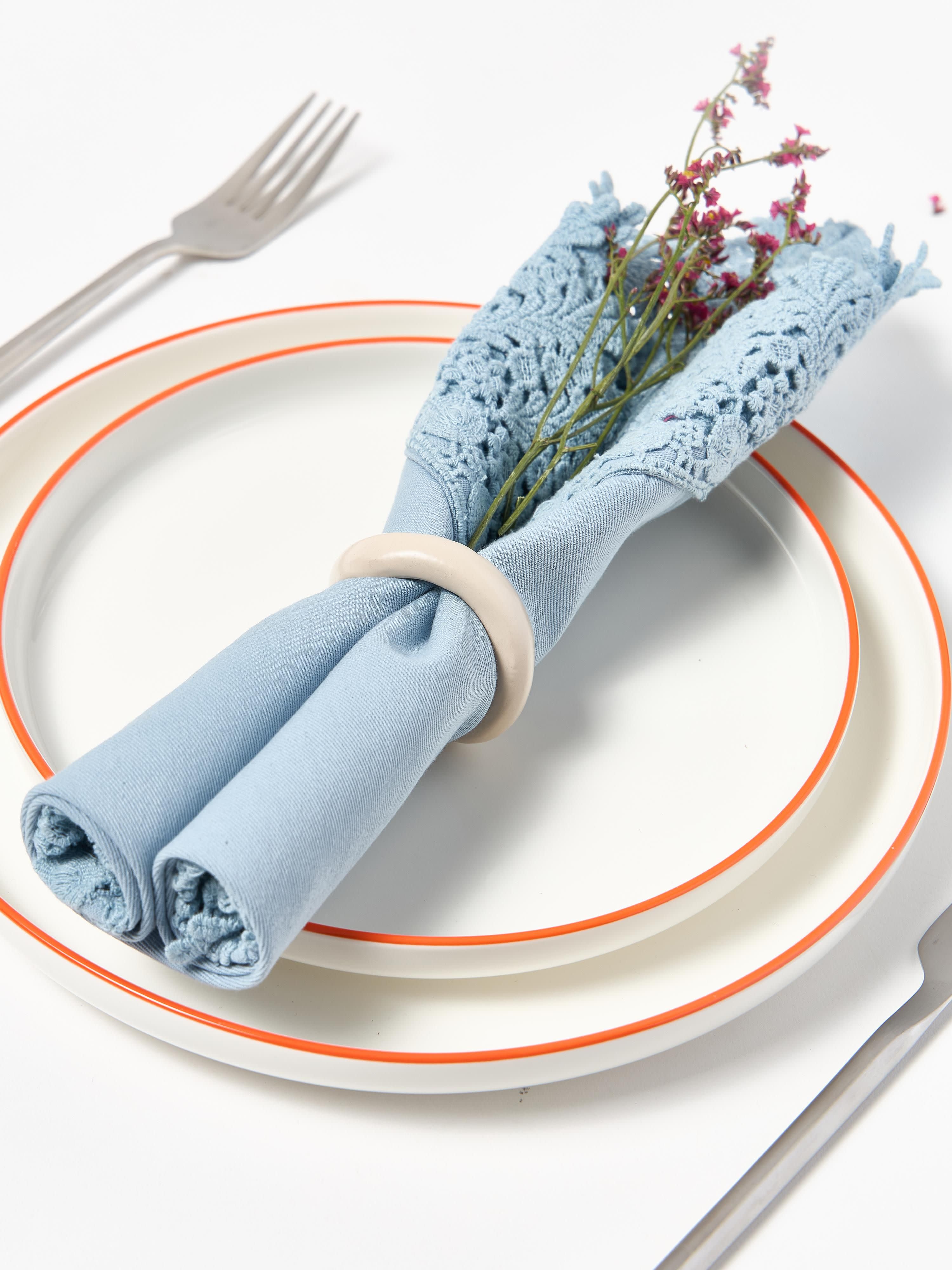 Stoffen servetten Flavia met kant, 4-delig
