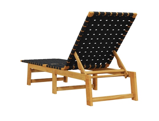 VIDAXL - Bain de soleil Chaises longues lot de 2 noir bois d'acacia solide et tissu