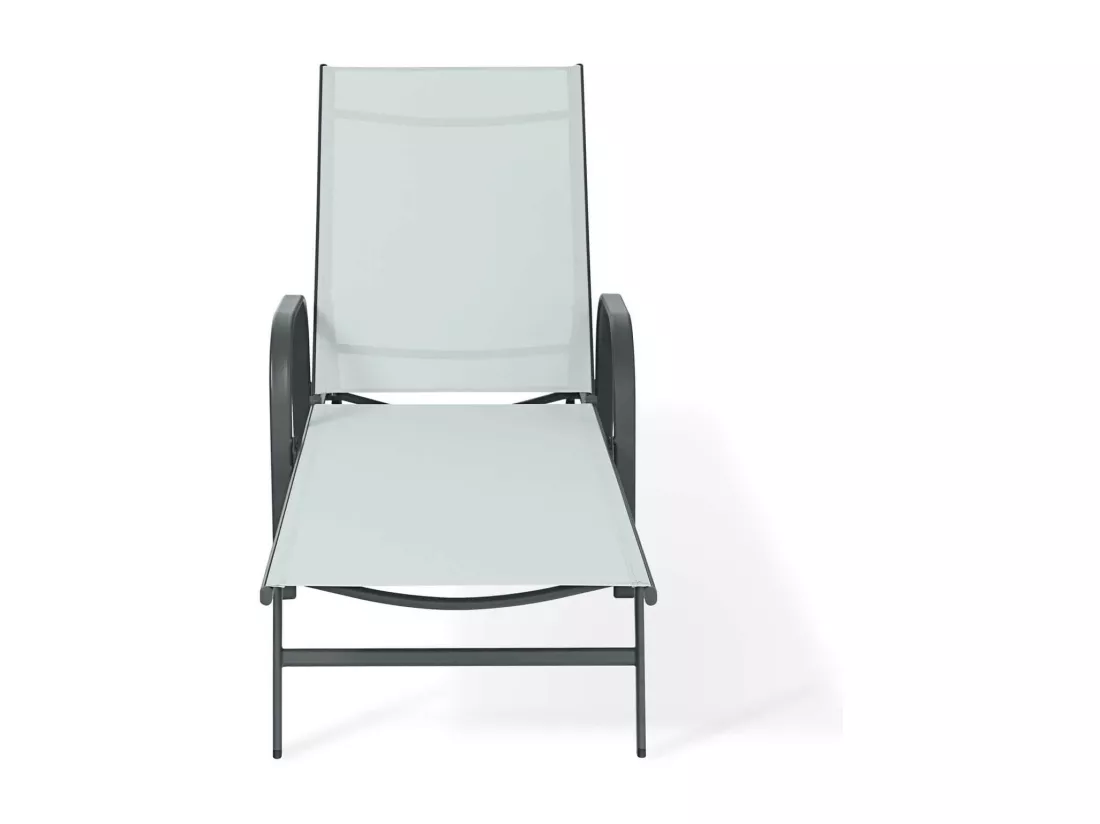 Chaise Longue Rebecca Mobili Darkin 95x195x69 Acier Polyester Gris Clair Anthracite Moderne