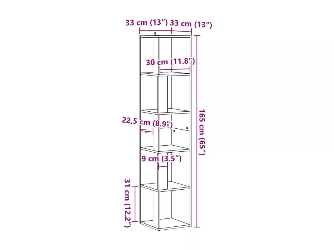 Armoire d'angle vieux bois 33x33x165 cm bois d'ingénierie