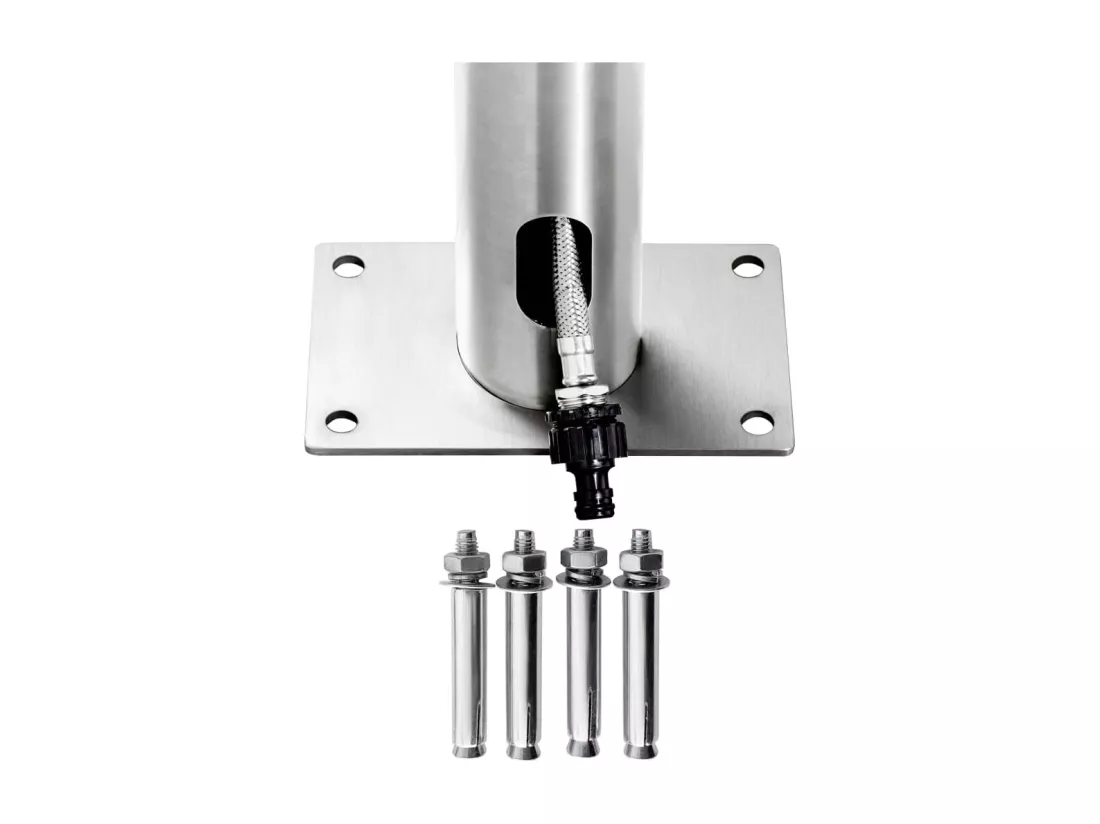 Prolenta Premium - Douche de jardin avec base gris 220 cm Acier inoxydable