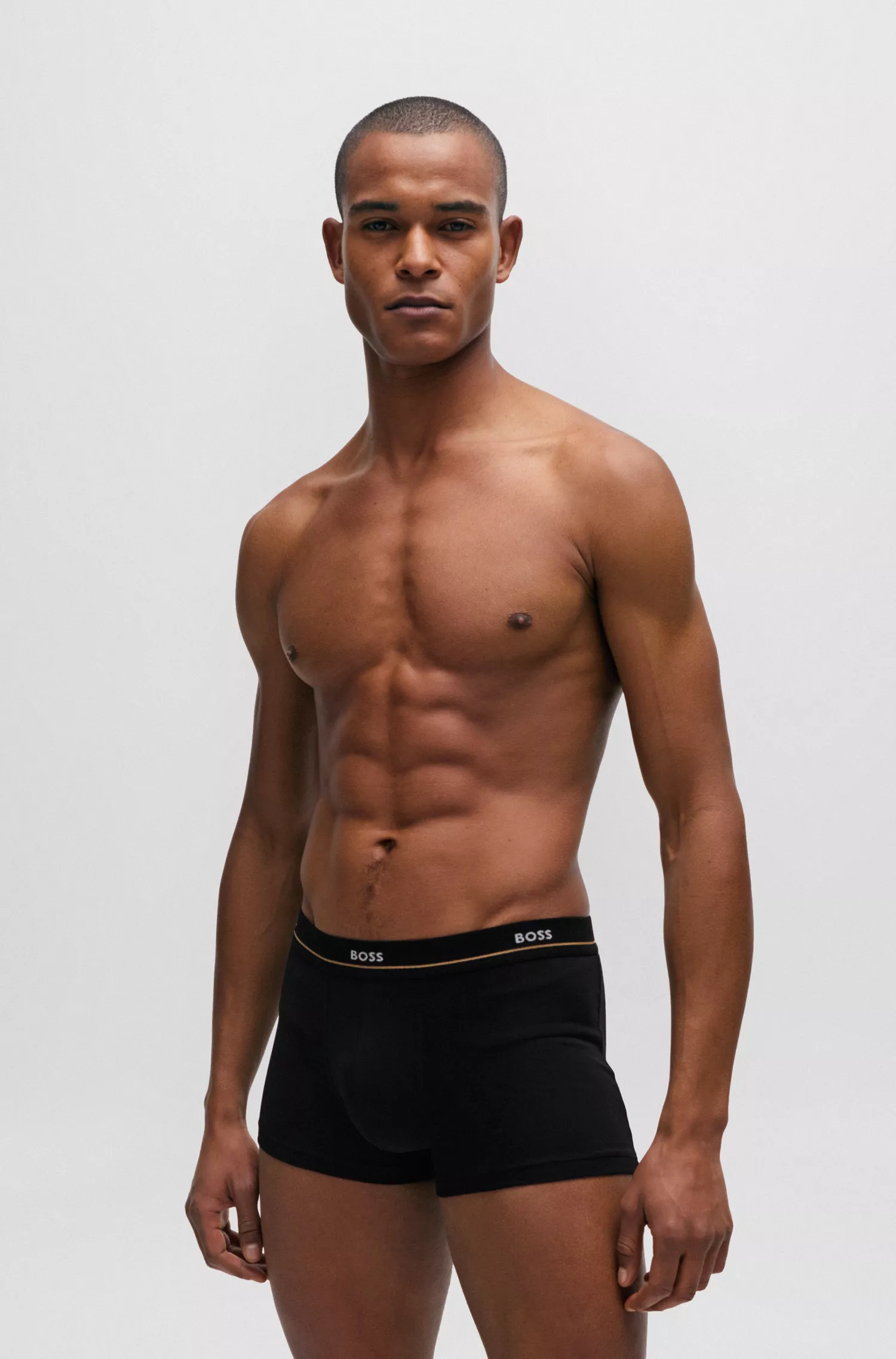 BOSS Black - Pacote com cinco cuecas boxer de algodão elástico com cós com logotipo.