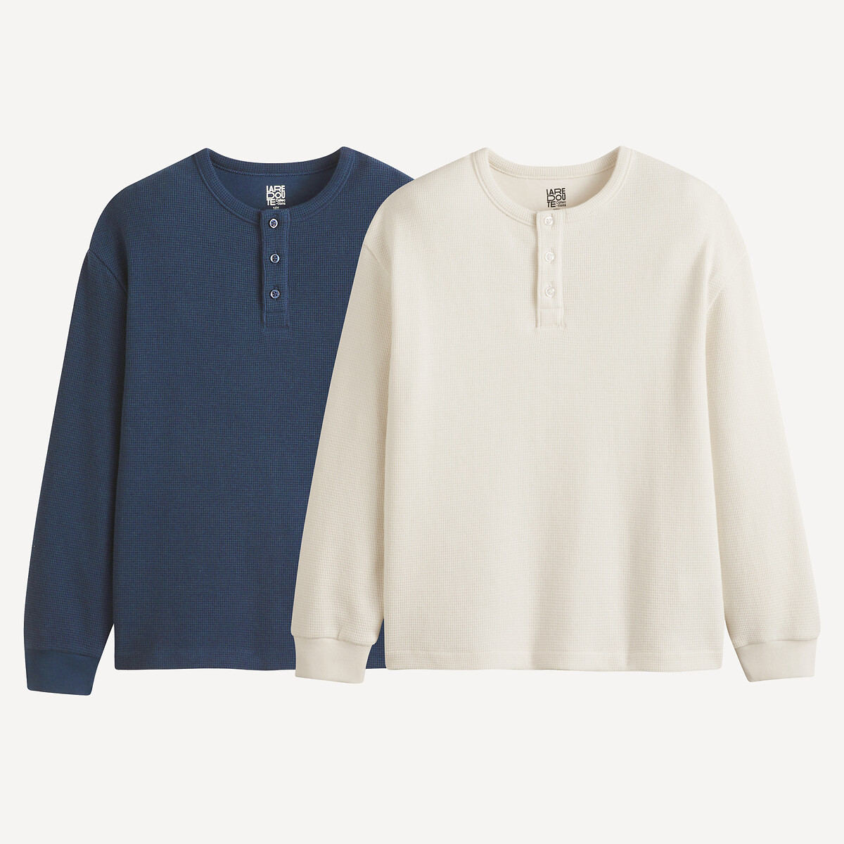 COLEÇÃO LA REDOUTE<br>Conjunto de 2 camisetas de manga comprida em tecido waffle