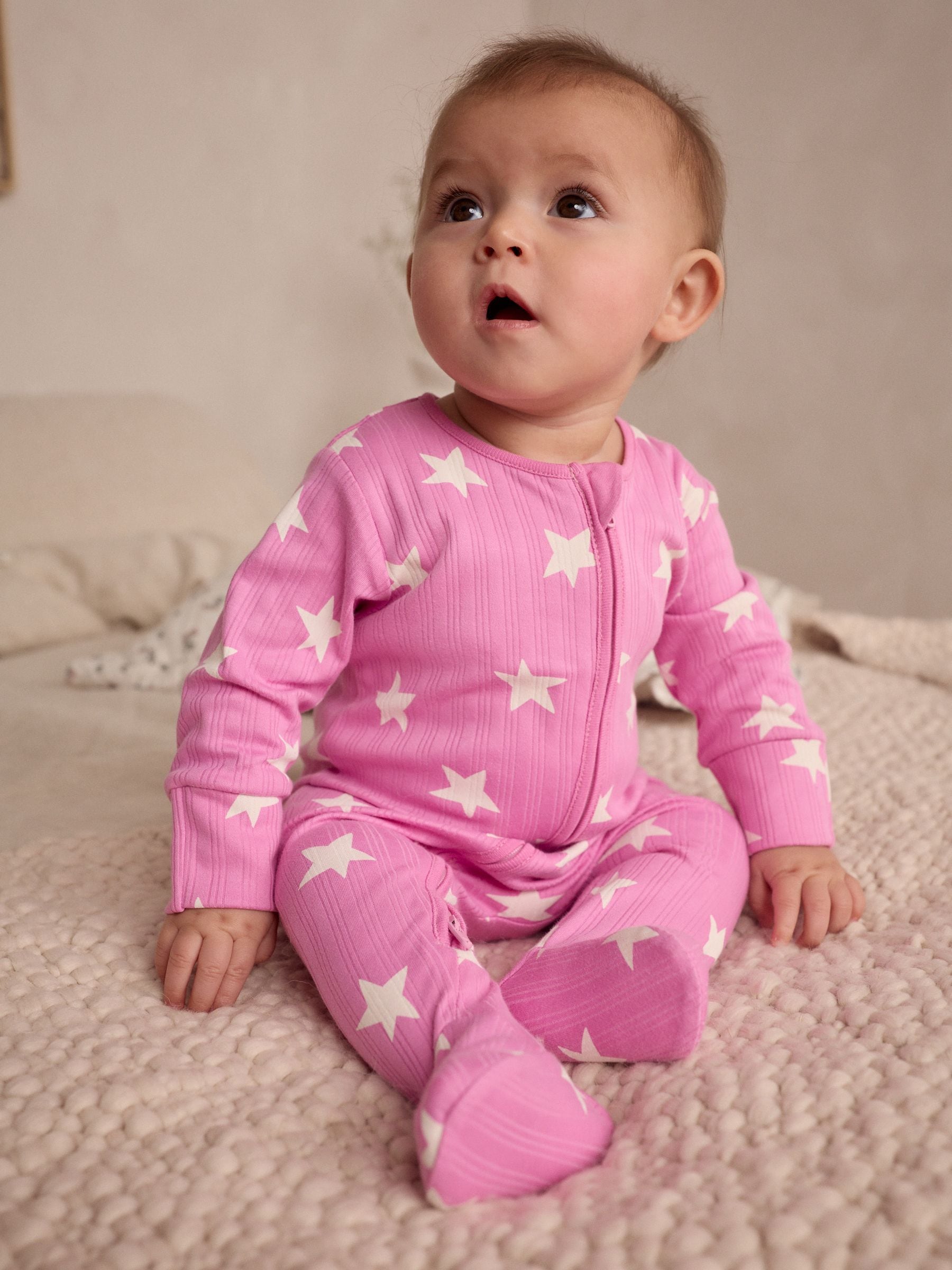 Roze - 3 Pack Baby-pyjama's met tweewegrits (0mnd -2jr)