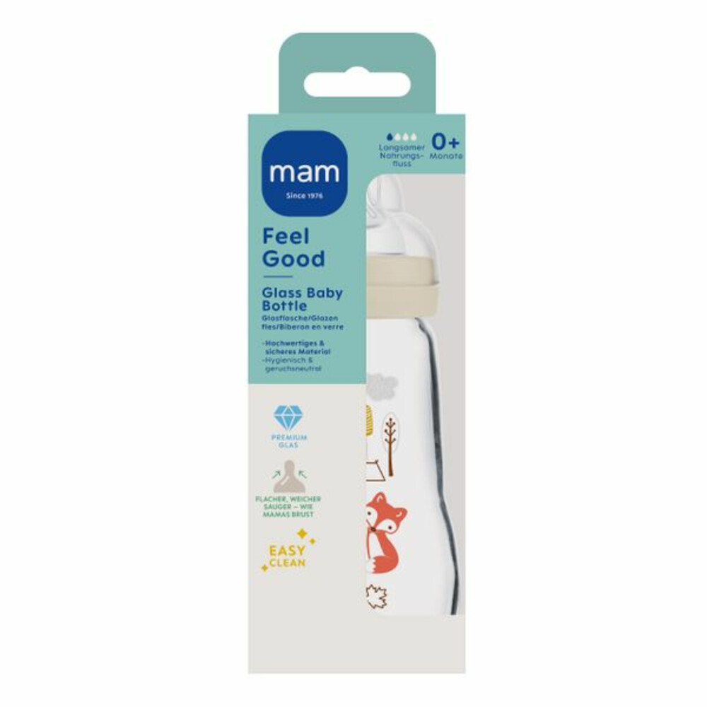 MAM Babyfles Glas Feel Good 0+ mnd260 ml