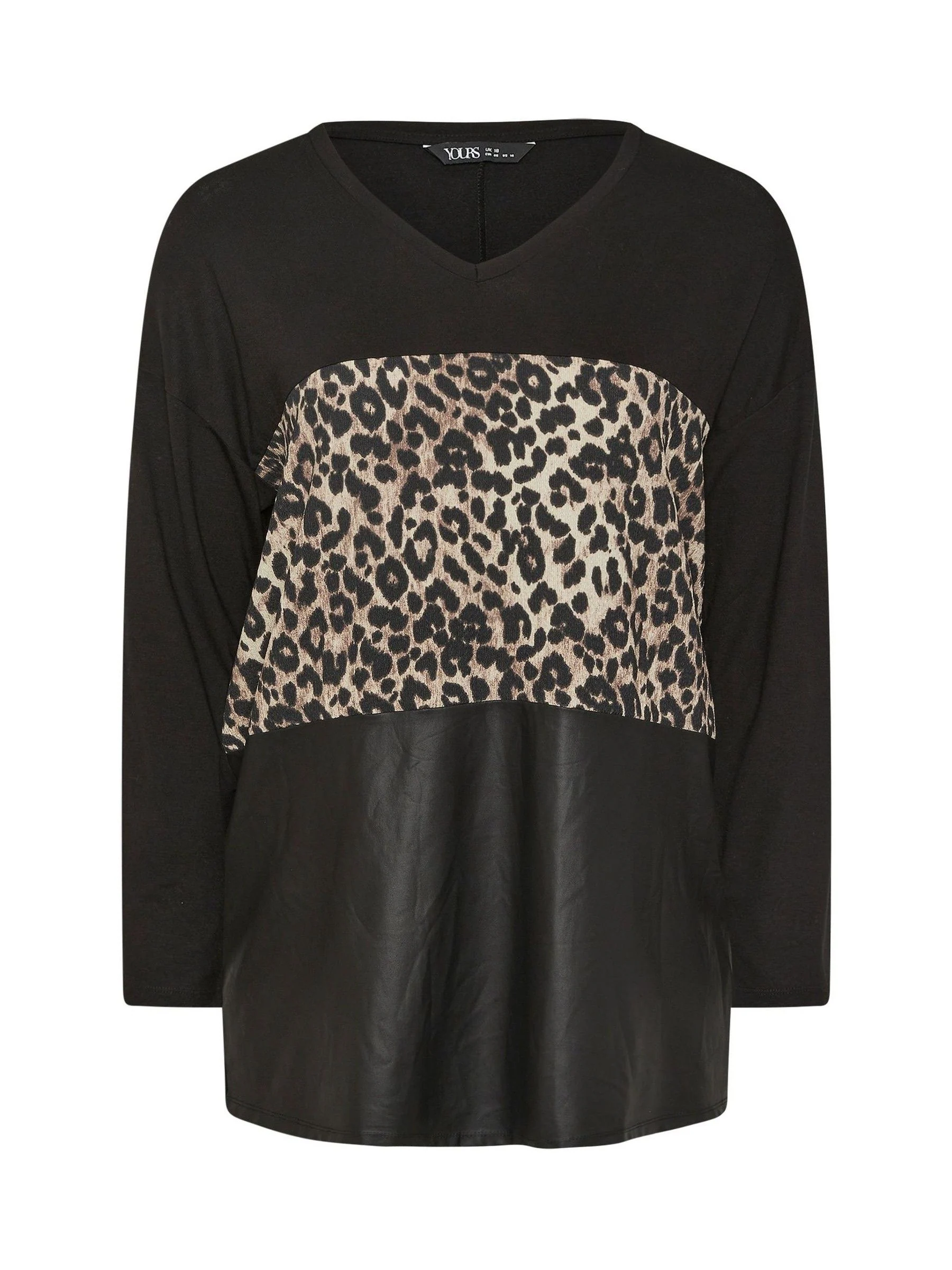 Yours Curve Leopard PU Block Jumper