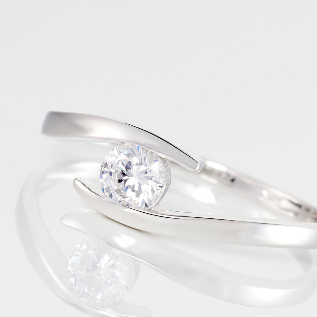 Bague Solitaire Camilia Or Blanc Oxyde De Zirconium