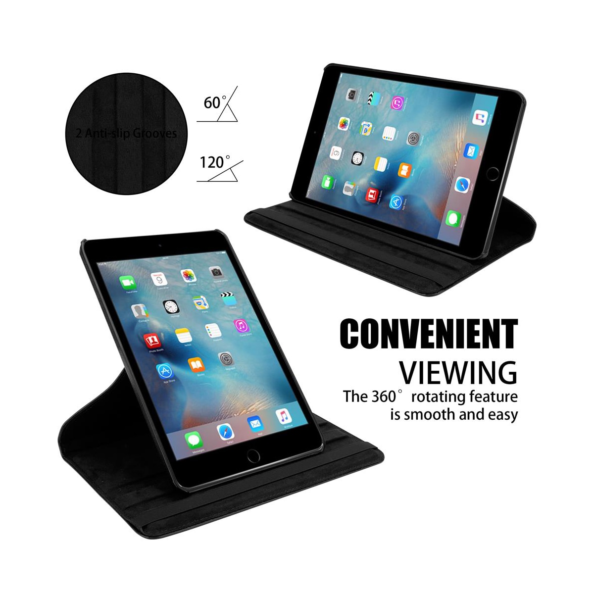 iPad 2 / 3 / 4 deksel til nettbrett (svart)
