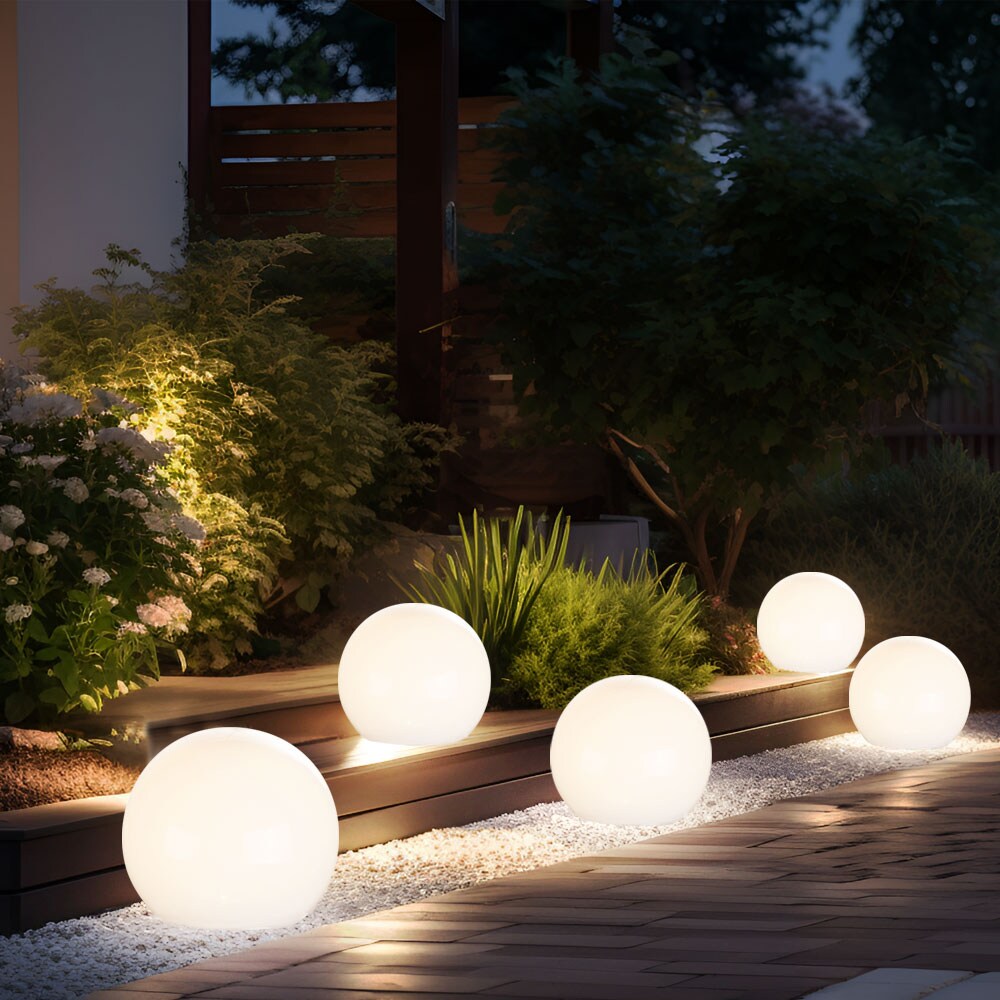 3er Set LED Solarkugel weiß, Erdspieß, DxH 10x38 cm