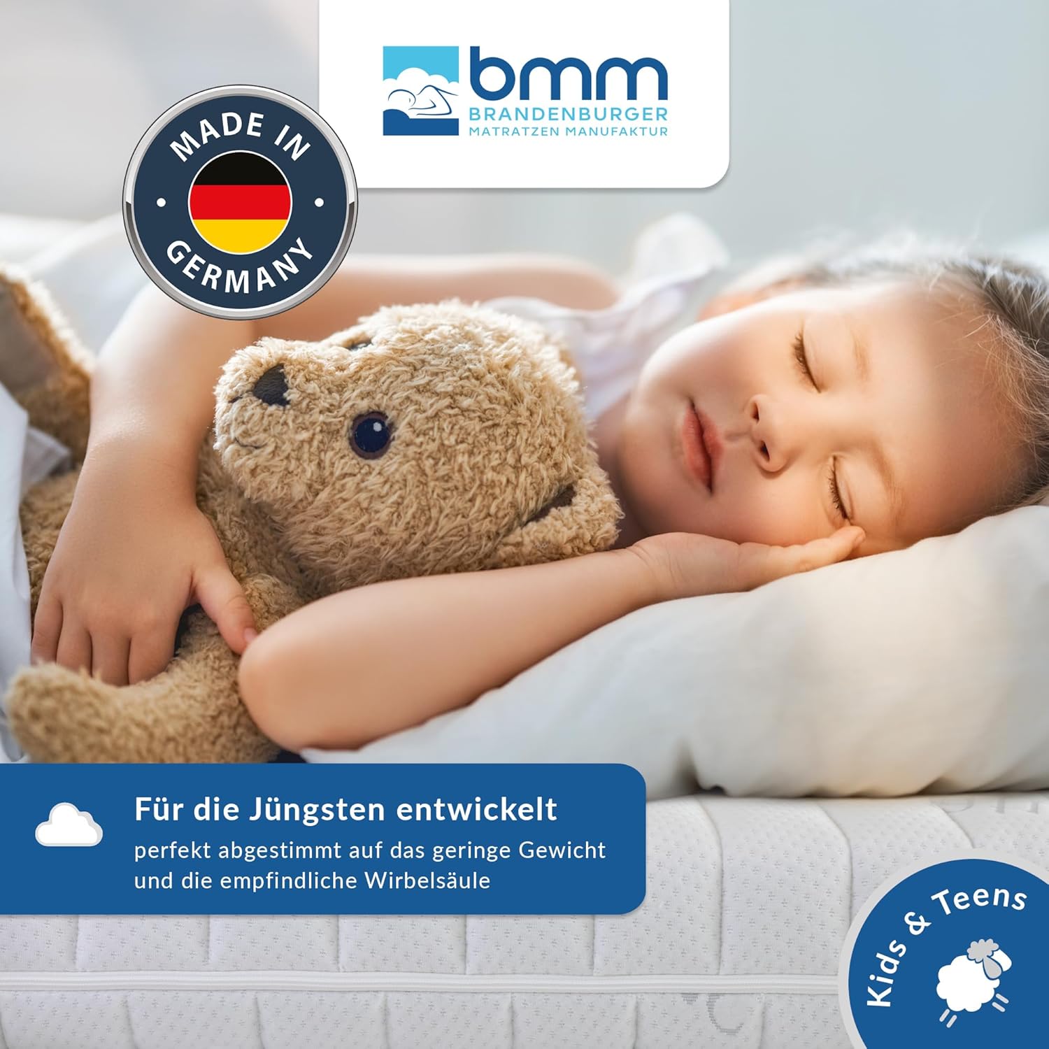 BMM Kindermatratze UpMat 90x200cm H2 für Hochbetten/Kaltschaummatratze Öko-Tex Zertifiziert/für alle gängigen Hoch-Betten/Matratzen produziert in Deutschland