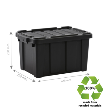 Iris Powerbox Robuust Opbergbox - 21L - Kunststof - Zwart - Set van 3