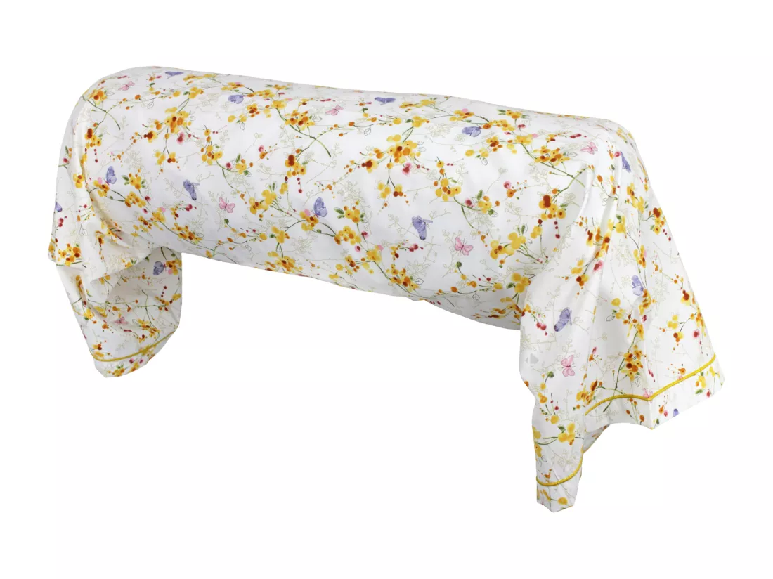 Taie de traversin 140x43 cm percale coton BEL AMOUR jaune