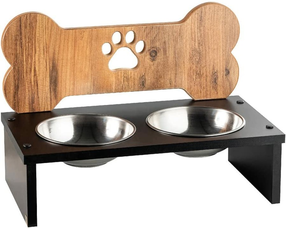 Double gamelle avec support pour chien (noir)
