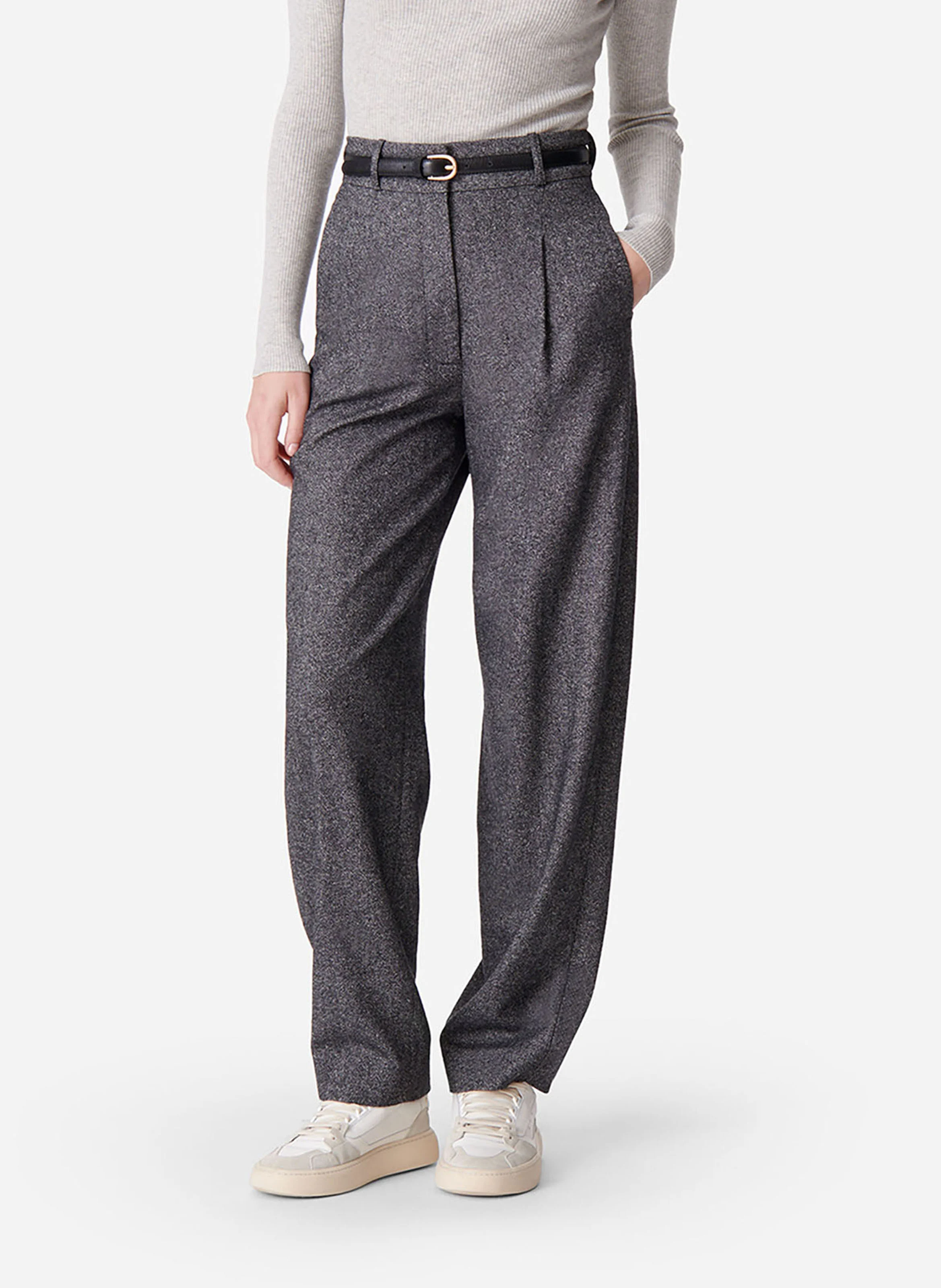 DAVID - Pantalon droit en laine mélangée | Gris