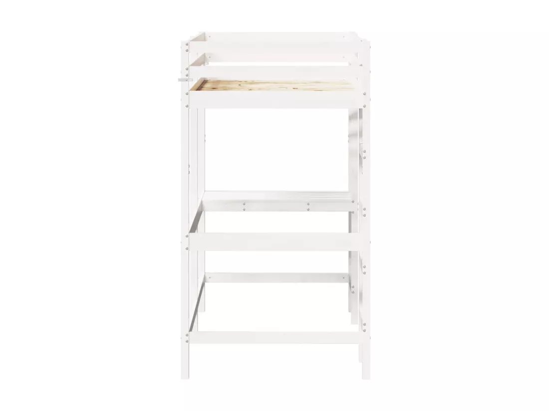 Lit superposé avec bureau blanc 90x190 cm bois de pin massif
