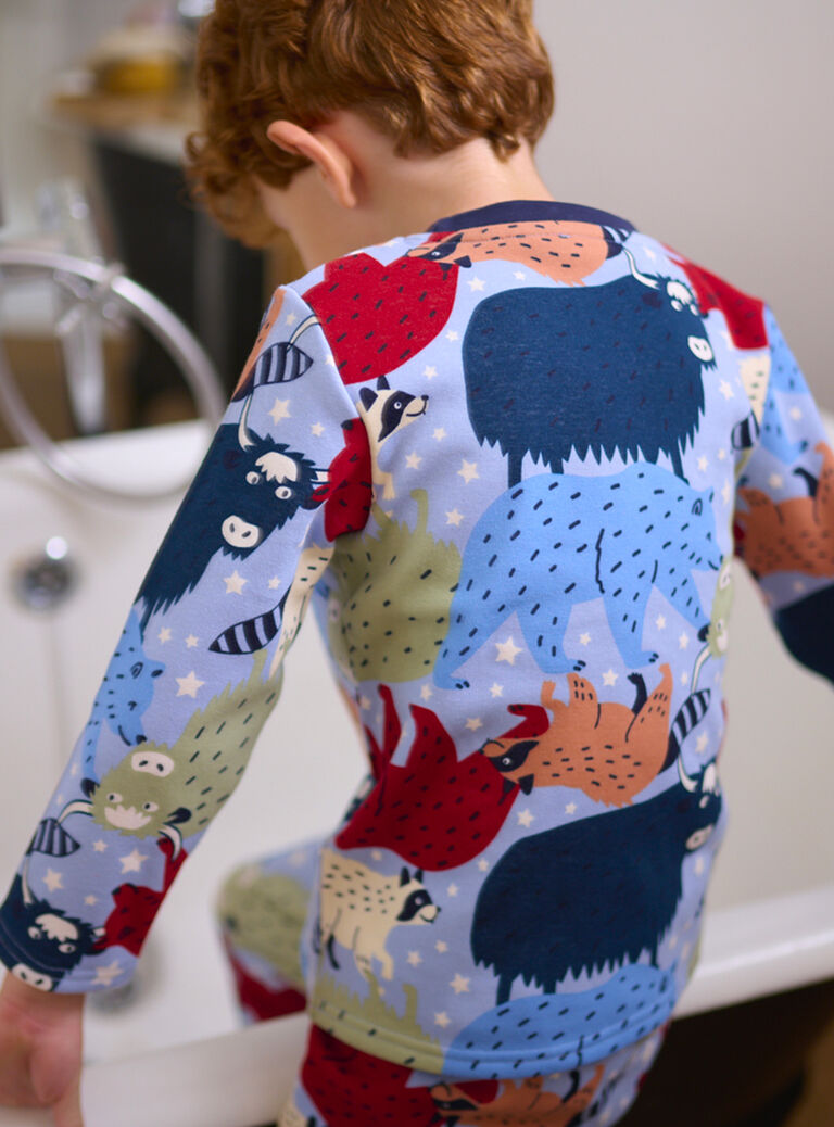 Ensemble pyjama bleu marine phosphorescent à imprimé animaux