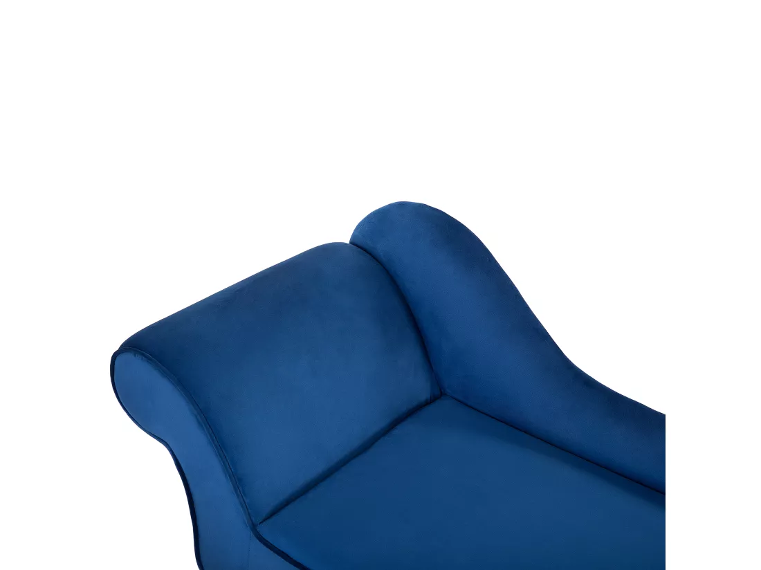 Mini chaise longue en velours bleu côté droite BIARRITZ