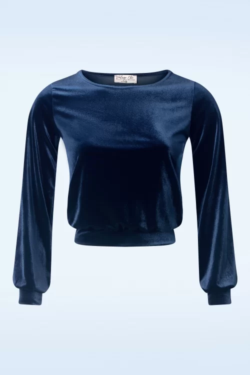 Vintage Chic for Topvintage Cozy fluwelen top in marineblauw
