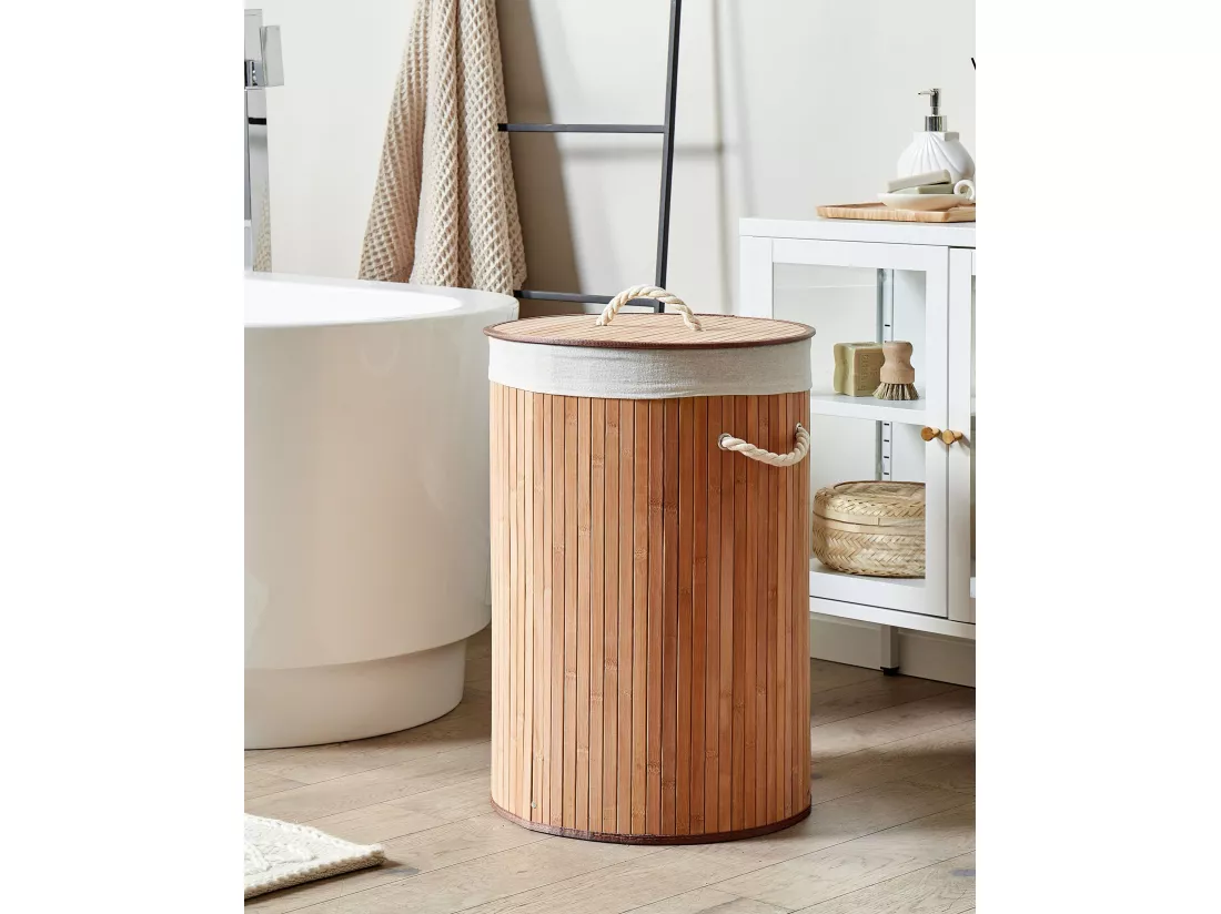 Panier en bambou teinte bois clair 60 cm SANNAR