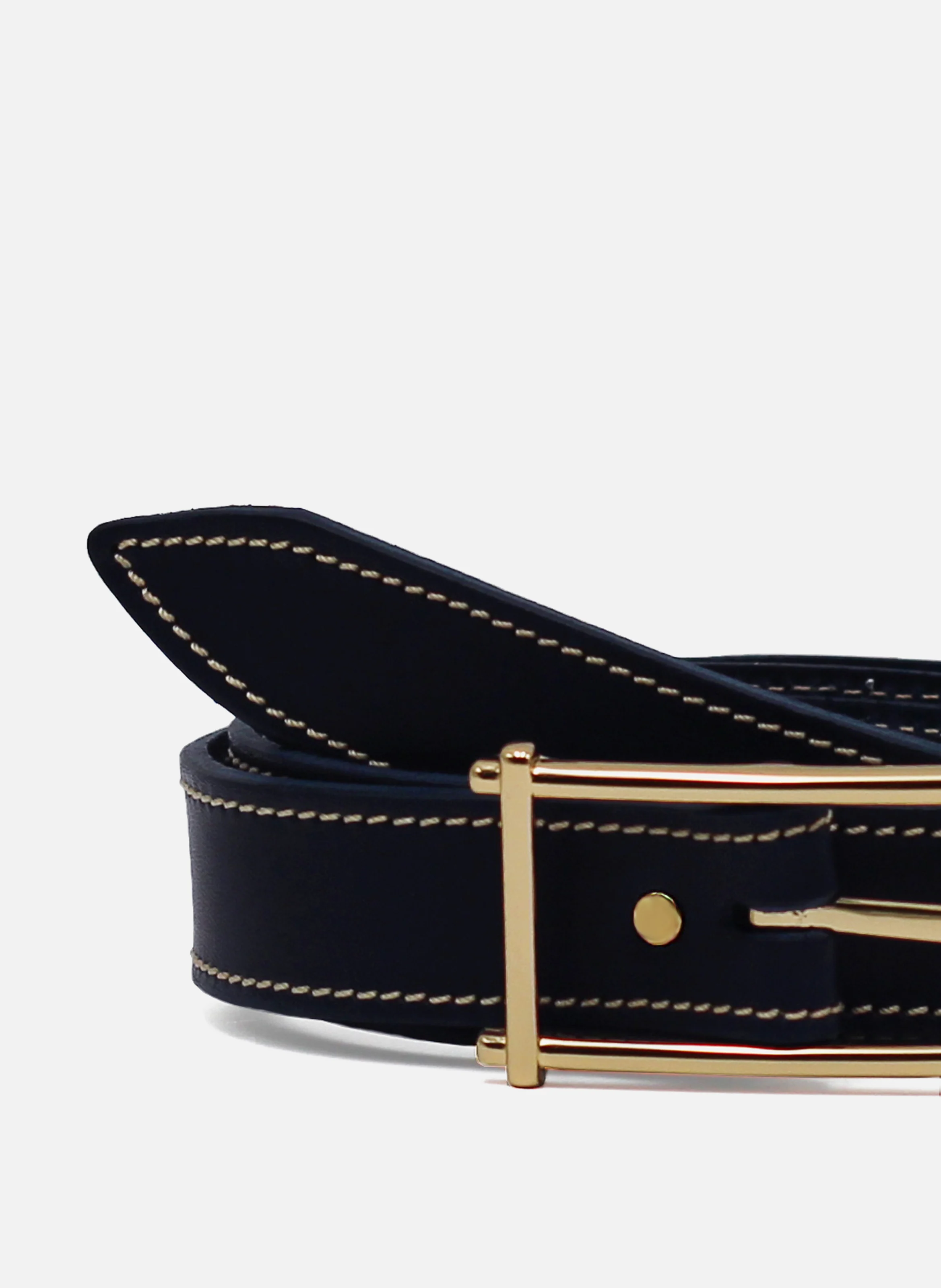 Ceinture vintage cuir daim cuir lisse | Bleu