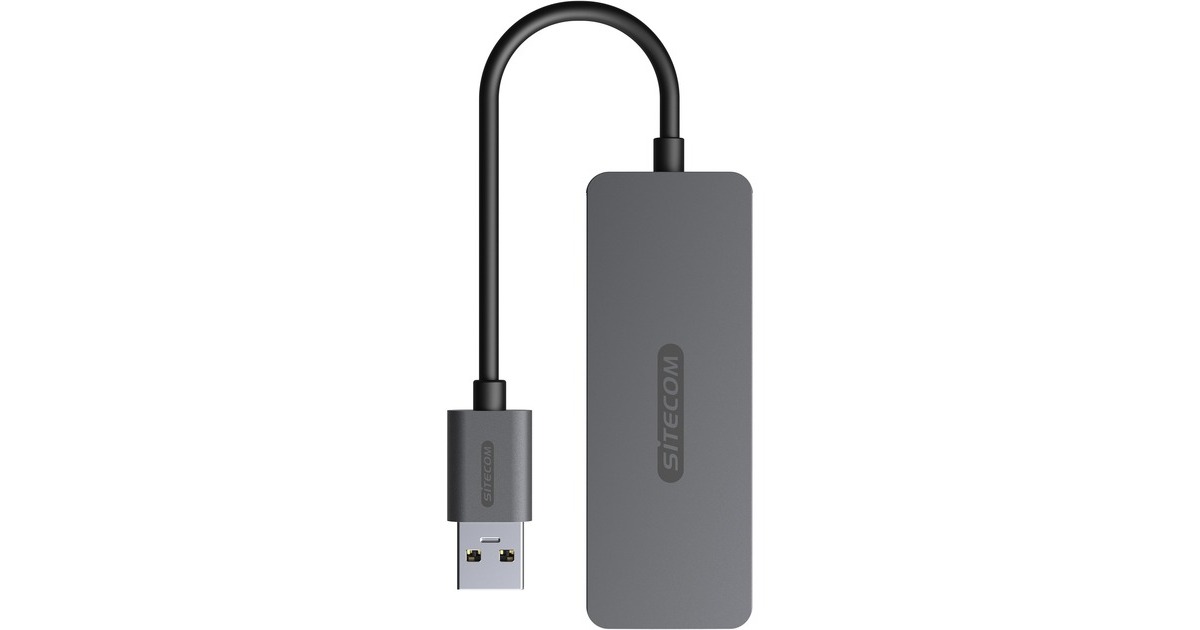 SitecomUSB-A naar 2x USB-A + 2x USB-C usb-hub  (Grijs)
